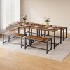 Dining Table Set for 4, Kitchen Table with Benches, Rectangular Dining Room Table Set with 2 Upholstered Benches, 3 Piece Dining Table Set - 2 of 4