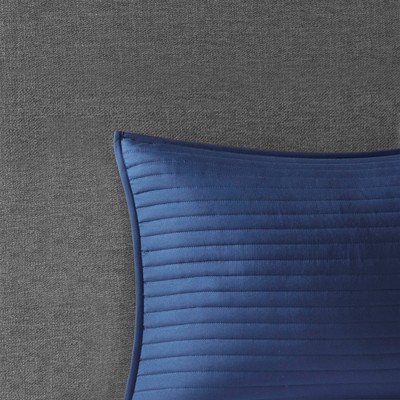 King Blue Microfiber Reversible Comforter and Quilt Set