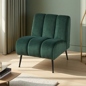 24.4" Velvet Armless Accent Chair with Metal Legs - 1 of 4