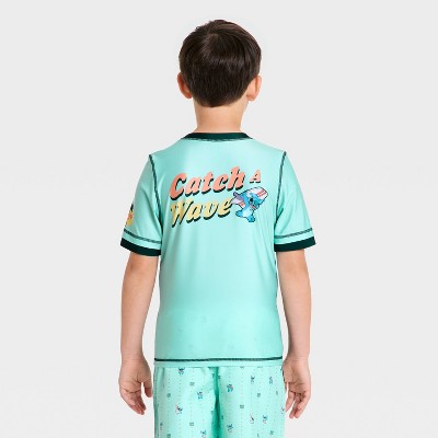 Disney Boys' Stitch Rash Guard Swimsuit Tops - Aqua Blue 5-6 — фото 2