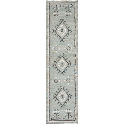 Handwoven Blue and Black Wool Kilim Runner Rug