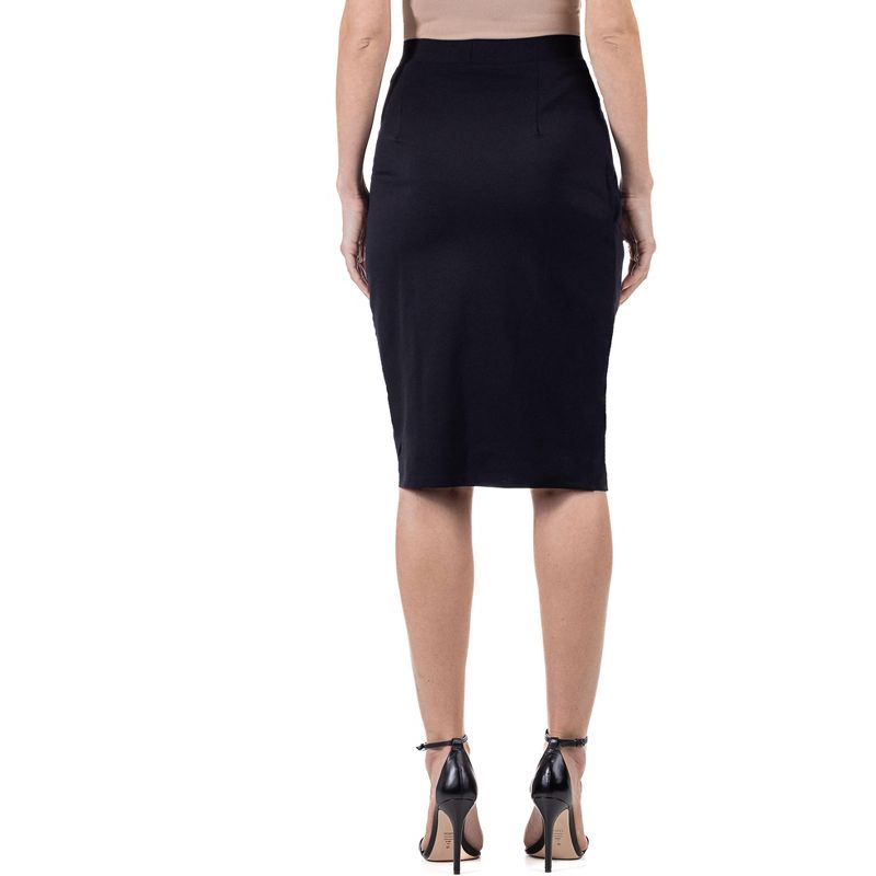 24seven Comfort Apparel Womens Elastic Waist Knee Length Tulip Pencil Skirt, 3 of 5