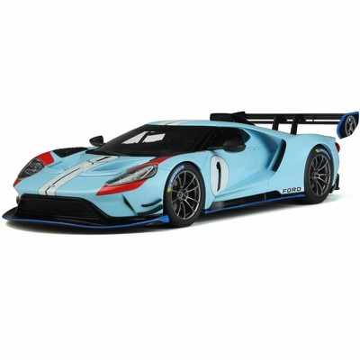 2021 Ford GT MK II #1 Light Blue with White Stripes "Heritage Edition" 1/18 Model Car by GT Spirit