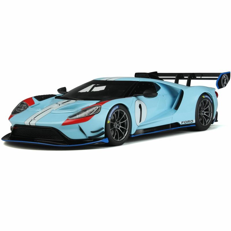 2021 Ford GT MK II #1 Light Blue with White Stripes "Heritage Edition" 1/18 Model Car by GT Spirit, 1 of 7