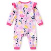 Disney Mickey and Friends Minnie Mouse Baby Girl Ruffled Sleeves Character Print Jumpsuit/Romper - 2 of 4