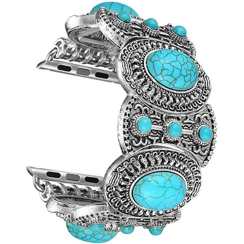 Worryfree Gadgets Apple Watch Band Boho Ethnic Antique Style Bracelet Strap  For Iwatch Se & Series 8/7/6/5/4/3/2/1 - 42/44/45/49mm - Turquoise : Target