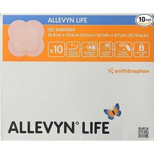 Smith & Nephew ALLEVYN® Life Silicone Gel Adhesive Foam Dressing 6" x 6" – 10/Box | Advanced Hydrocellular Wound Care - 1 of 4
