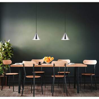 1-Light Narices Mini Pendant Structured Black Finish with Matte Nickel Shade - EGLO