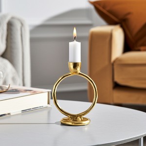 Sagebrook Home Round Ring Taper Candle Holder - Contemporary Circular Abstract Metal Candle Display for Home - 1 of 4