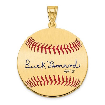 Black Bow Jewelry 14K Gold Plated Buck Leonard Signature MD Enamel Baseball Pendant