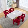 Vynxaria Contemporary Designed Velvet Fabric Upholstered Accent/Dining Chair /Barrel Side Chairs Kitchen Armchair,Teddy - 3 of 4