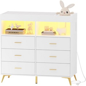 Acekool Baby Dresser with Changing Table - 6 Drawers, LED Lights & Power Outlet - 1 of 4