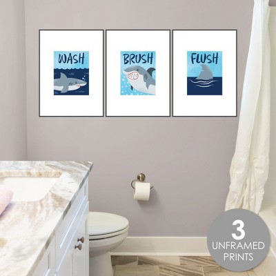 Big Dot Of Happiness Shark Zone - Unframed Wash, Brush, Flush - Jawsome ...