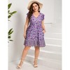 Clearlove Womens Womens Plus Size Casual V Neck Dress V Neck Loose Swing Ruffle Summer Boho Midi Dress with PocketsCasual Dress - 3 of 4