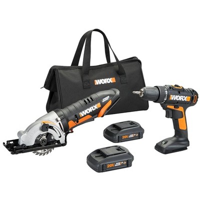 Worx WX945L 2pc Combo Kit w/ 20V Drill, & 3-3/8" Worxsaw