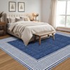 Modern Area Rugs Washable Bordered Floor Carpet, Foldable Contemporary Striped Indoor Mat, Non-Slip Low Pile Accent Rugs for Bedroom, Kitchen, Laundry - 2 of 4