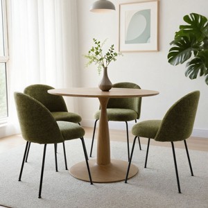 Nano Linen Upholstered Dining Chairs Set of 4,Wider Seat Armless Dining Room Chair with Metal Leg for Kitchen Dining Room Farmhouse-Maison Boucle - 1 of 4