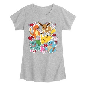 Girls' - Pokémon - Vday Sticker Pokémon Fitted Short Sleeve Graphic T-Shirt - 1 of 3