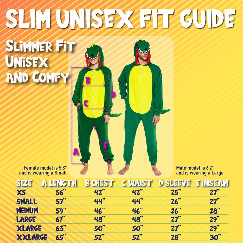 FUNZIEZ! - Dinosaur Slim Fit Adult Unisex Novelty Union Suit Costume for Halloween, 4 of 9