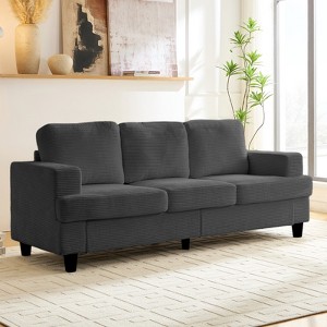 Mjkone 82"Width Corduroy Fabric Sectional Sofa Couch,Cloud Sleeper Comfy Upholstered 3-Seater Sofa - 1 of 4