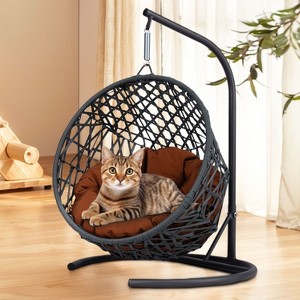 Aortzio 28.7"H Hanging Metal Cat Swing Bed with Cushion - 1 of 4