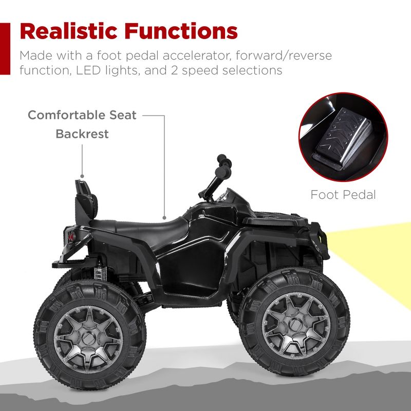 Best Choice Products 12V Kids Ride-On ATV Quad w/ Bluetooth, 3.7mph Max, Treaded Tires, LED Lights, Radio, 5 of 8