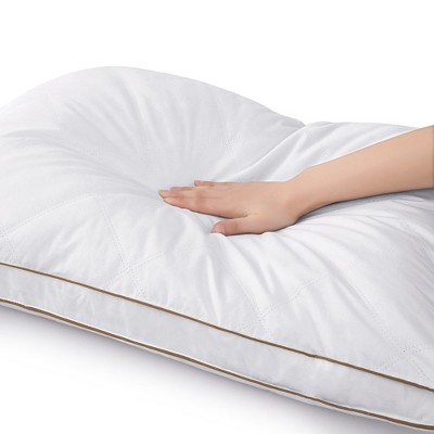 Queen White Goose Down Feather Bed Pillows with Cotton Cover