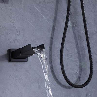 Matte Black Stainless Steel Square Rain Shower Faucet Set