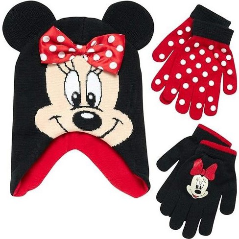 Disney Minnie Mouse Girls Winter Hat And Mitten Set Toddlers Ages 4 7 red Target