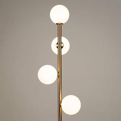 Aurelia Gold 65" Cordless Floor Lamp with Frosted Glass Globes