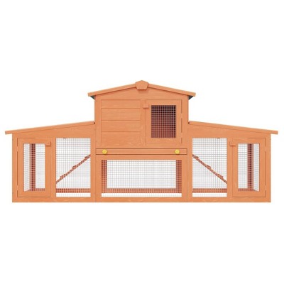 vidaXL Rabbit Hutch with Roofs Bunny Cage Small Animal House Outdoor Wood - Brown and Green