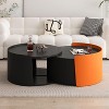 Okak 31.5" Modern Round Coffee Table with Open Storage Compartment, Vertical Stripe Center Table Side Tables for Living Room Bedroom - 2 of 4