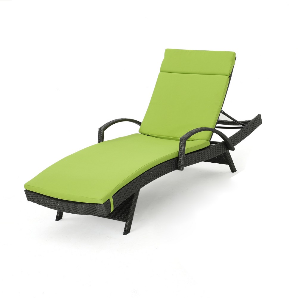 Salem Gray Wicker Adjustable Chaise Lounge with Arms Green Christopher Knight Home