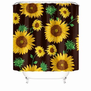 Sunflower Brown Background Shower Curtains for Bathroom Waterproof Fabric Bath Curtain Durable Soft Stylish Bathroom Decor 72x72 Inch - 1 of 1