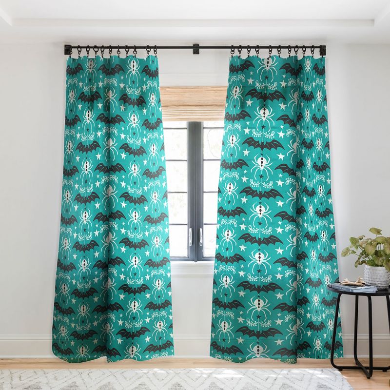 Heather Dutton Night Creatures Teal Single Panel Sheer Window Curtain - Deny Designs, 1 of 7