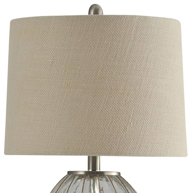 Rippled Glass Body with Inner Twine Accents and Brushed Steel Base Table Lamp - StyleCraft, 4 of 7