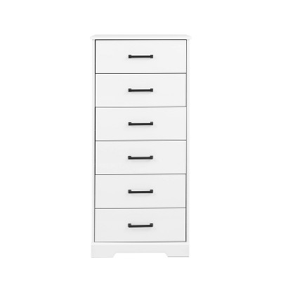 Rustic White Vertical 6-Drawer Farmhouse Dresser