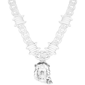Clear Acrylic Jesus Necklace for Men - Chunky Statement Pendant Christian Gift - 1 of 4