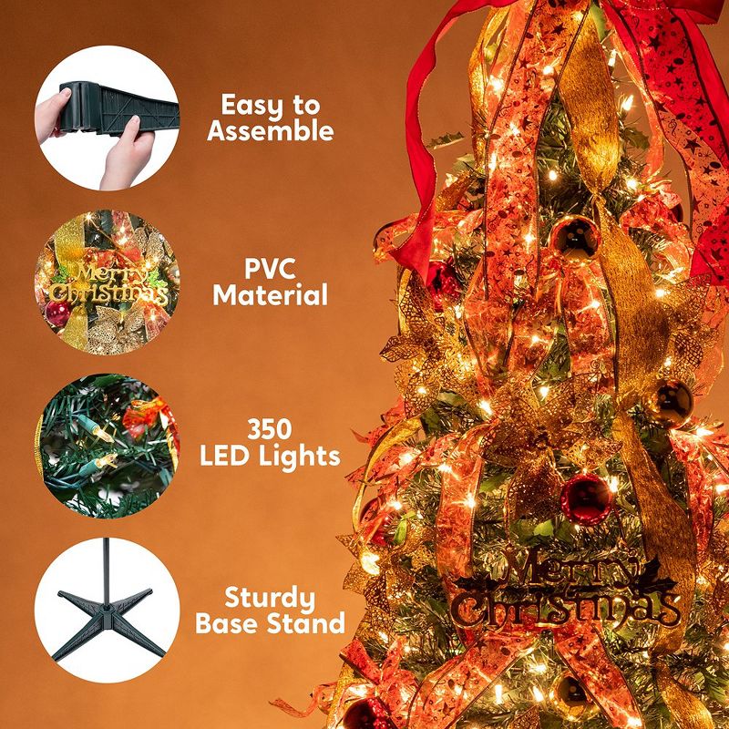 Joiedomi 6 ft Pull-Up Christmas Tree with 350 Lights, 4 of 8