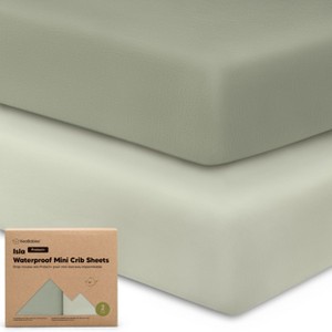 KeaBabies 2pk Isla Waterproof Mini Crib Sheets for Boy, Girl, Soft Pack and Play Sheets for Graco Pack and Play Mattress - 1 of 4