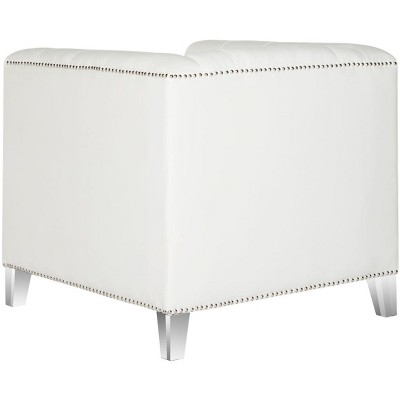 White Tufted Acrylic Barrel Accent Chair with Nailhead Trim