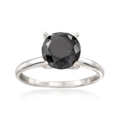 Ross-Simons 3.00 Carat Black Diamond Solitaire Ring in 14kt White Gold