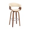 HomeRoots 27" Cream and Brown Faux Leather and Solid Wood Low Back Counter Height Swivel Bar Chair - 4 of 4