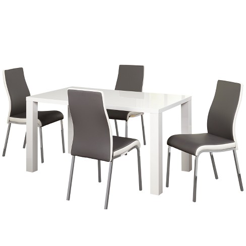 Cally Dining Set Gray Lateral Target, White Gloss Dining Table And Chairs Argos