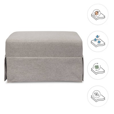 Gray Soft Plush Fabric Minimalist Ottoman