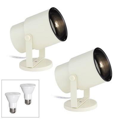 Pro Track Almond White 8" High 3000K LED Accent Uplight Set of 2