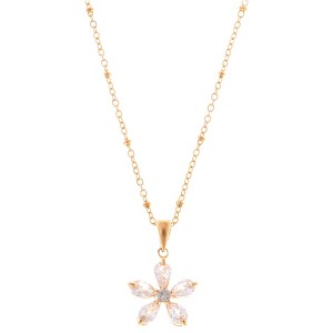 Anna-Kaci Gold-Tone Flower Pendant Necklace with Crystal Petal Accents - Gold - 1 of 4