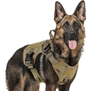 rabbitgoo Tactical Dog Harness Medium Sized, Heavy Duty Pet Harness with Handle,  Adjustable Military Dog Vest for Training Hunting Walking, Brown, M - 1 of 1