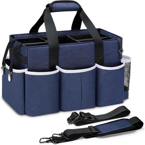 Wearable Cleaning Caddy Bag with 4 Foldable Dividers, Large Cleaning Supplies Organizer with Handle & Adjustable Shoulder Straps - 1 of 4