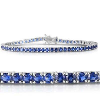 Pompeii3 3 1/2ct Blue Sapphire Tennis Bracelet 14k White Gold 7"